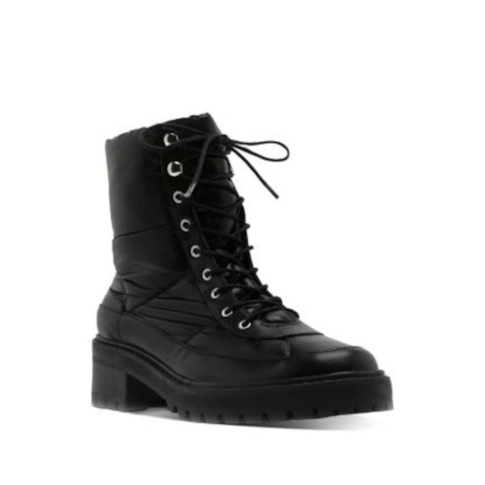 SCHUTZ Womens Black Puff Amaris Round Toe Block Heel Combat Boots 10.5 B